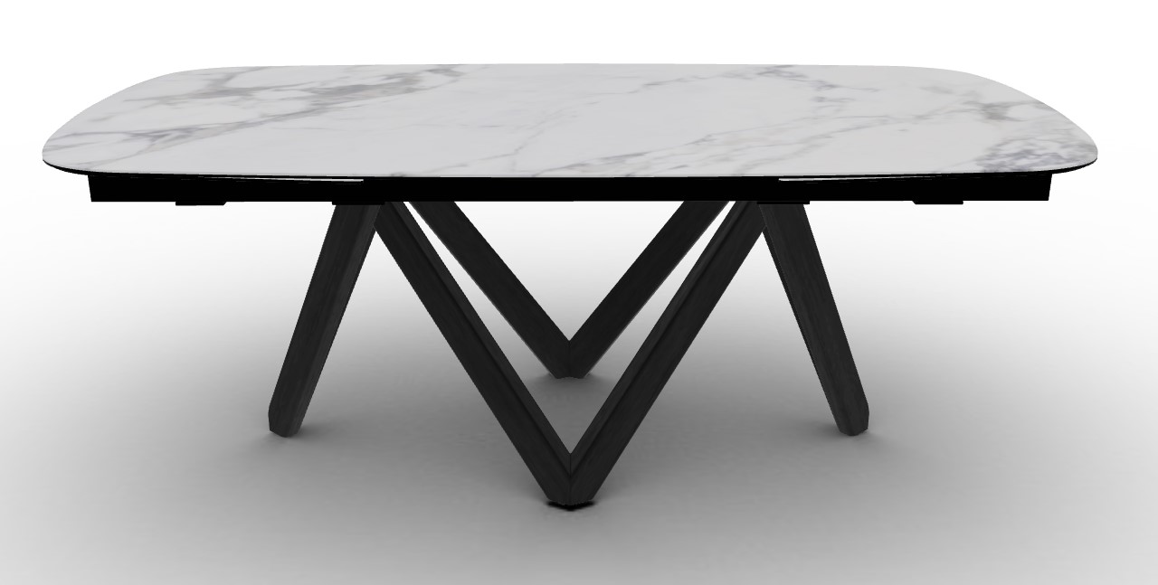 Cartesio W78.8"-116.6" Rectangular Ceramic/Wood Extendable Dining Table w/Rounded Corners