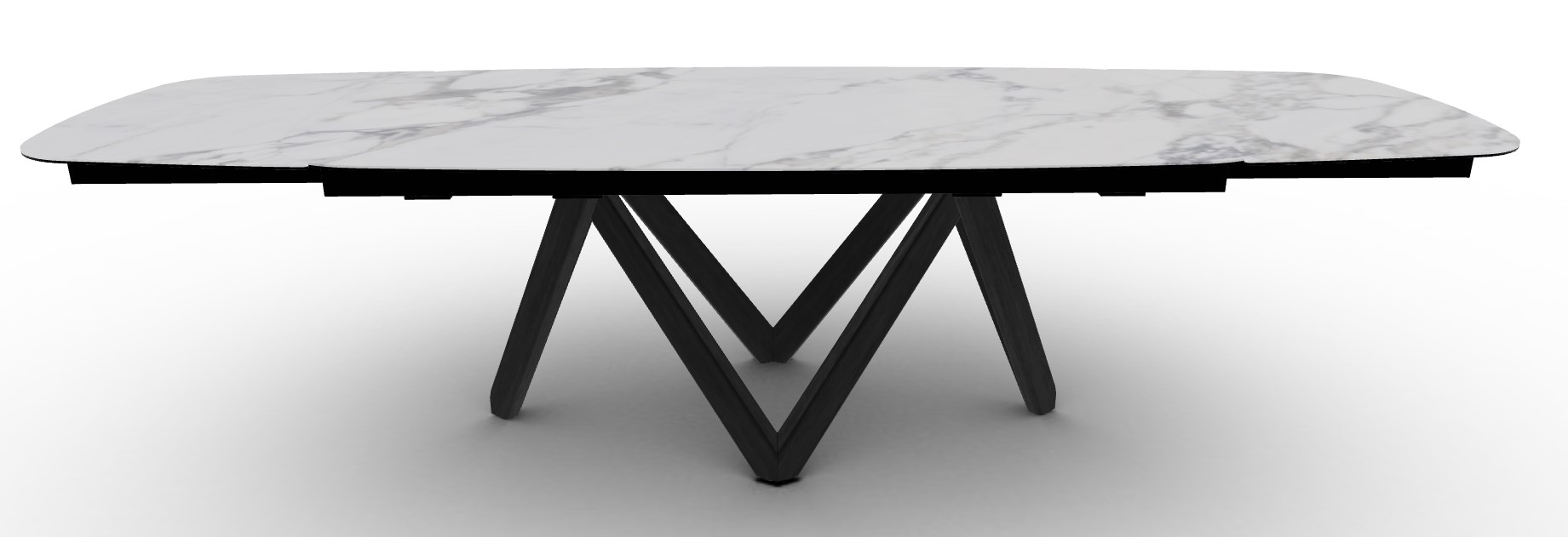 Cartesio W78.8"-116.6" Rectangular Ceramic/Wood Extendable Dining Table w/Rounded Corners