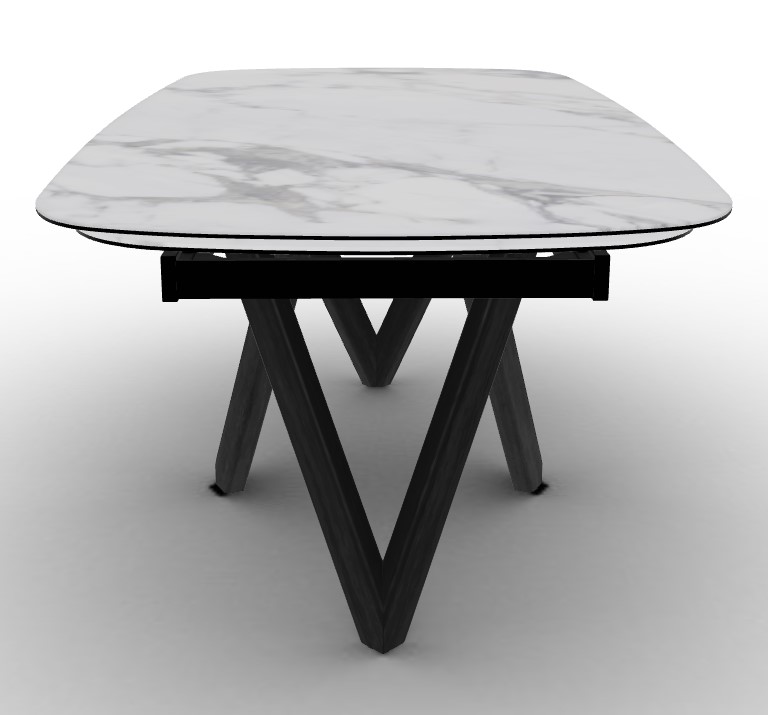 Cartesio W78.8"-116.6" Rectangular Ceramic/Wood Extendable Dining Table w/Rounded Corners