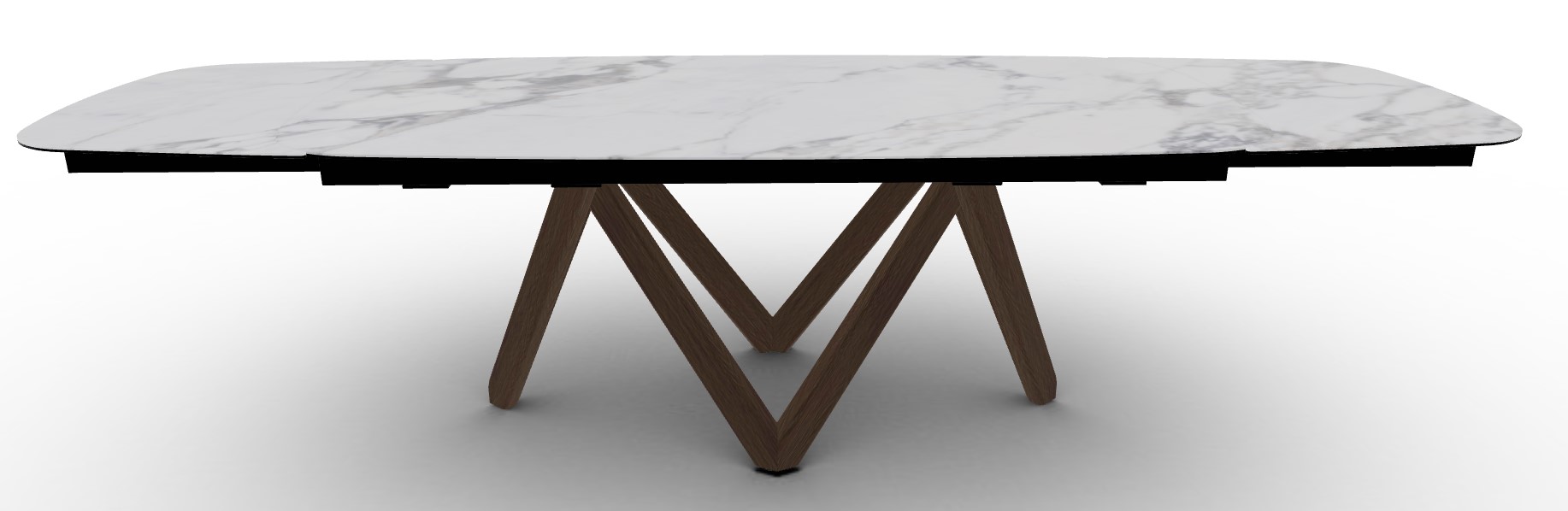 Cartesio W78.8"-116.6" Rectangular Ceramic/Wood Extendable Dining Table w/Rounded Corners