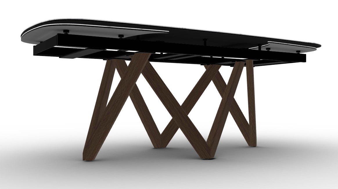 Cartesio W78.8"-116.6" Rectangular Ceramic/Wood Extendable Dining Table w/Rounded Corners
