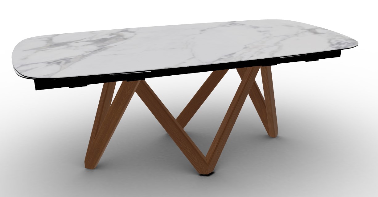 Cartesio W78.8"-116.6" Rectangular Ceramic/Wood Extendable Dining Table w/Rounded Corners
