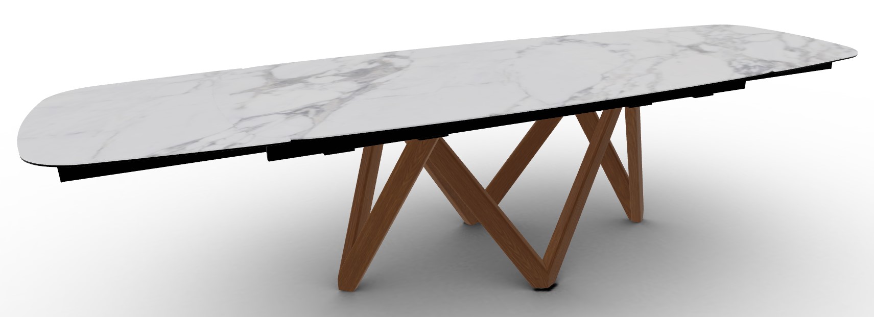 Cartesio W78.8"-116.6" Rectangular Ceramic/Wood Extendable Dining Table w/Rounded Corners