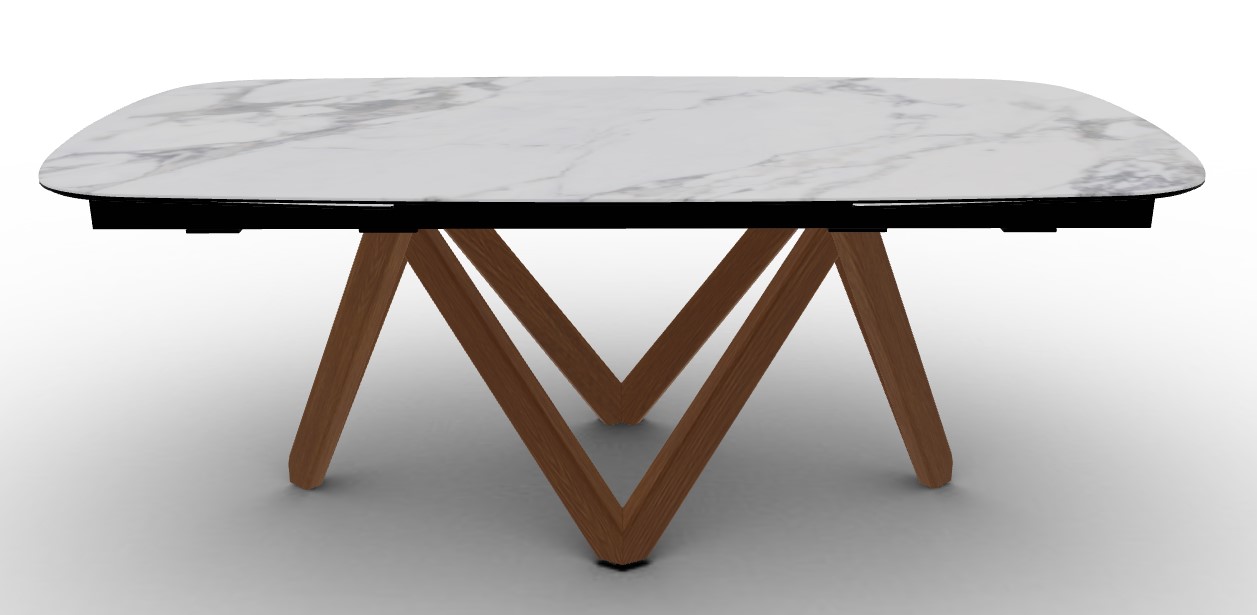 Cartesio W78.8"-116.6" Rectangular Ceramic/Wood Extendable Dining Table w/Rounded Corners