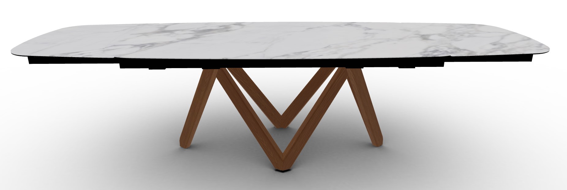 Cartesio W78.8"-116.6" Rectangular Ceramic/Wood Extendable Dining Table w/Rounded Corners