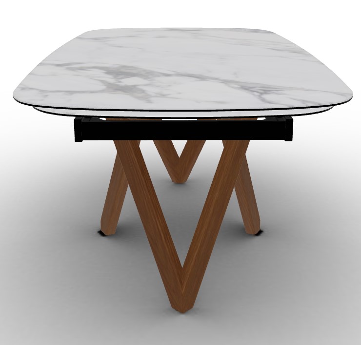 Cartesio W78.8"-116.6" Rectangular Ceramic/Wood Extendable Dining Table w/Rounded Corners