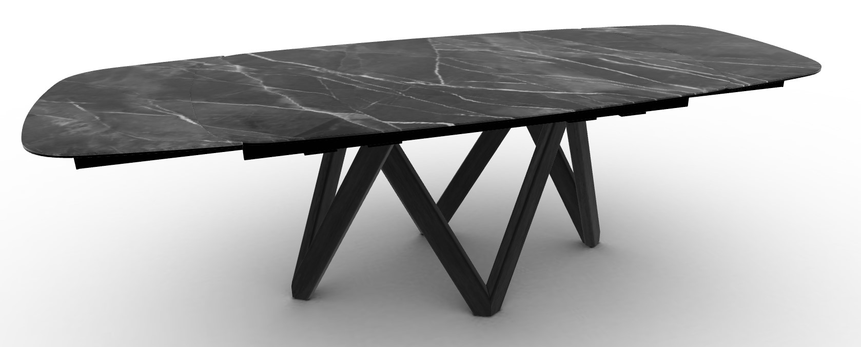Cartesio W65"-95" Rectangular Ceramic/Wood Extendable Dining Table w/Rounded Corners