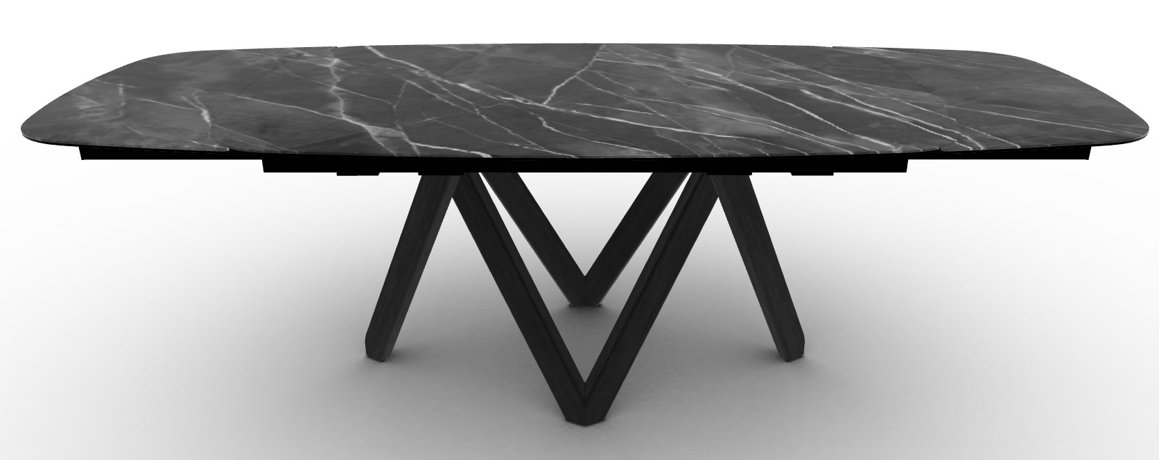 Cartesio W65"-95" Rectangular Ceramic/Wood Extendable Dining Table w/Rounded Corners