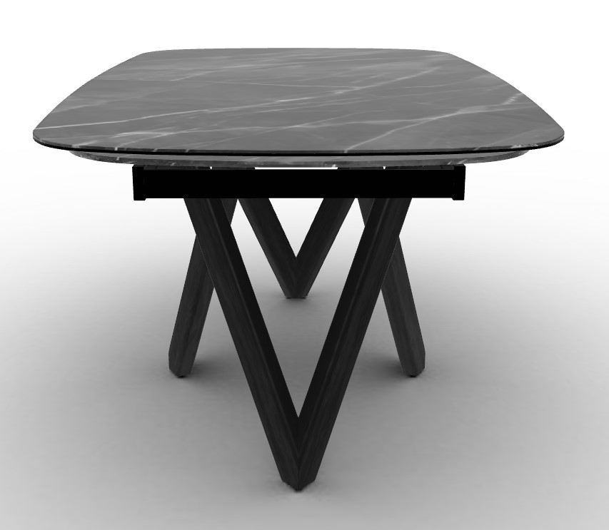 Cartesio W65"-95" Rectangular Ceramic/Wood Extendable Dining Table w/Rounded Corners
