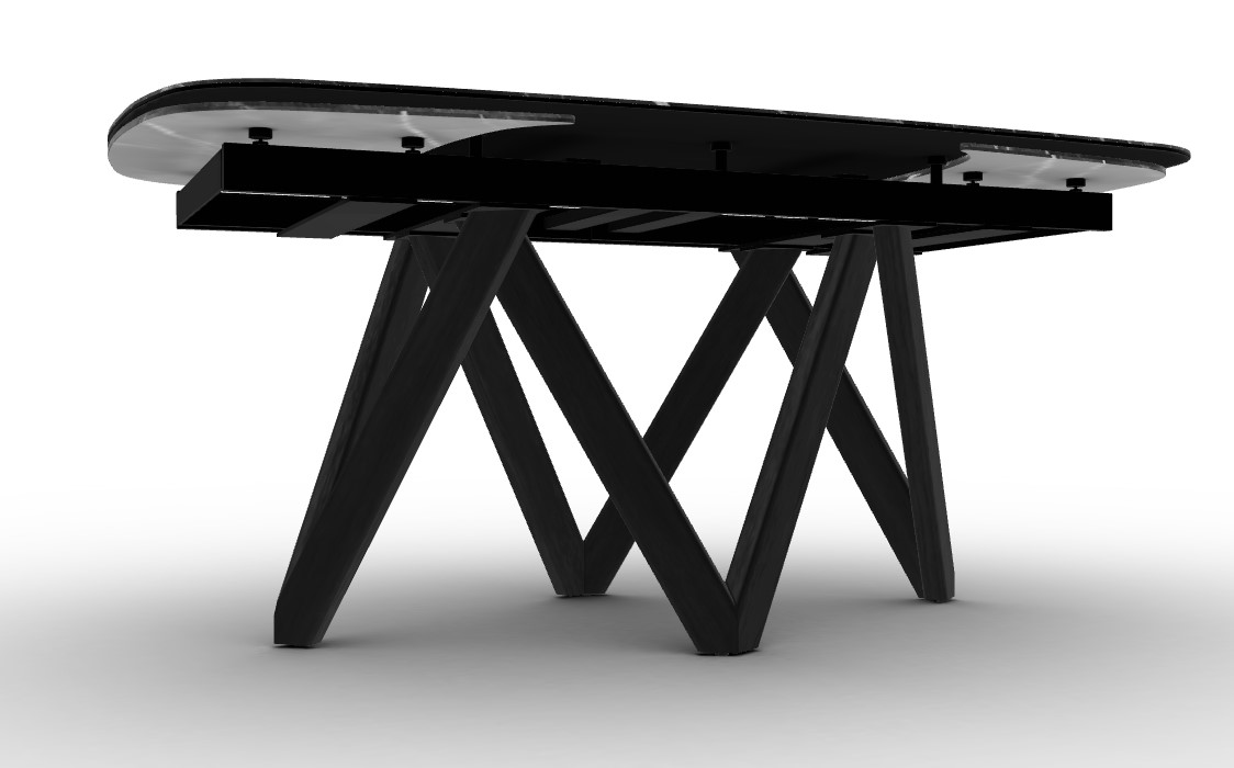 Cartesio W65"-95" Rectangular Ceramic/Wood Extendable Dining Table w/Rounded Corners