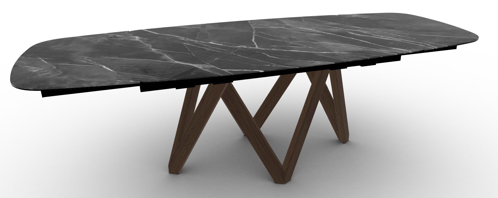 Cartesio W65"-95" Rectangular Ceramic/Wood Extendable Dining Table w/Rounded Corners