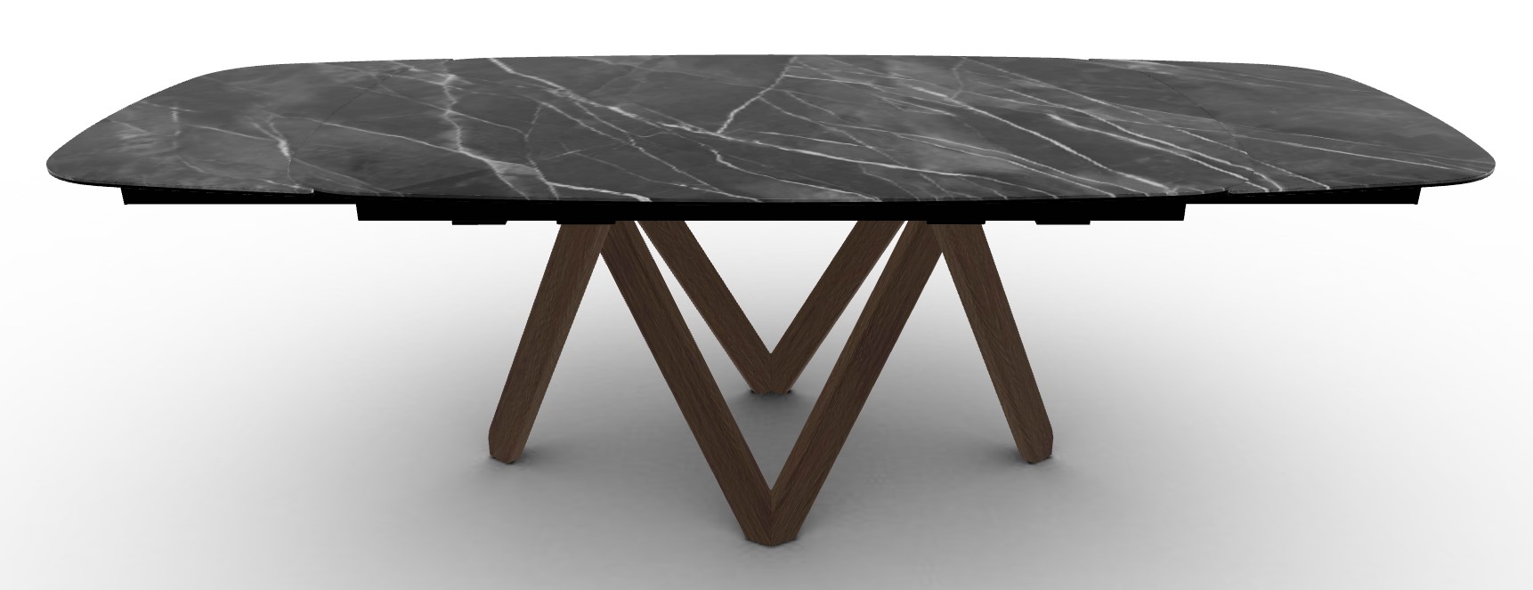 Cartesio W65"-95" Rectangular Ceramic/Wood Extendable Dining Table w/Rounded Corners