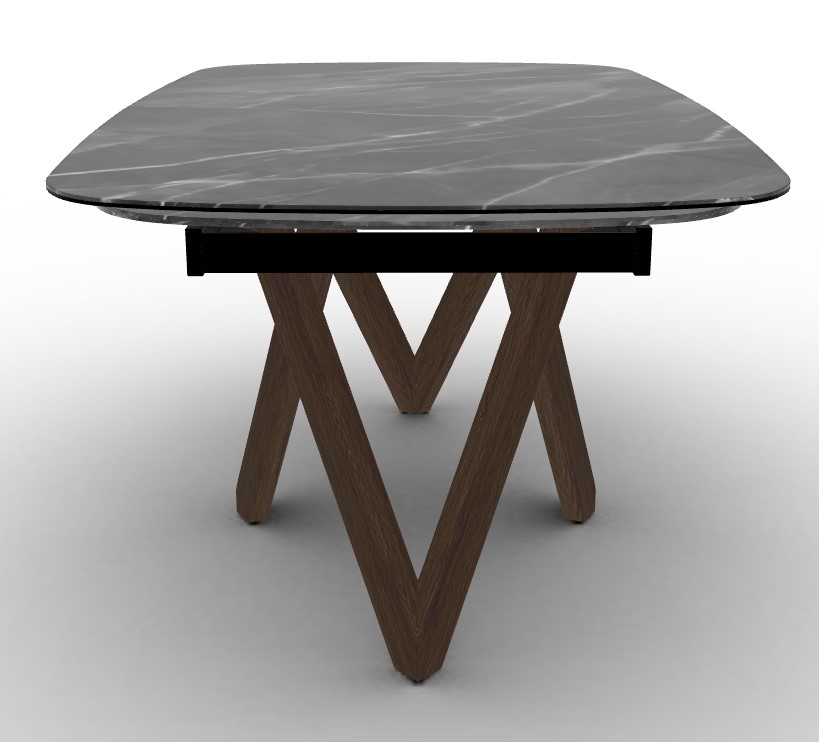 Cartesio W65"-95" Rectangular Ceramic/Wood Extendable Dining Table w/Rounded Corners