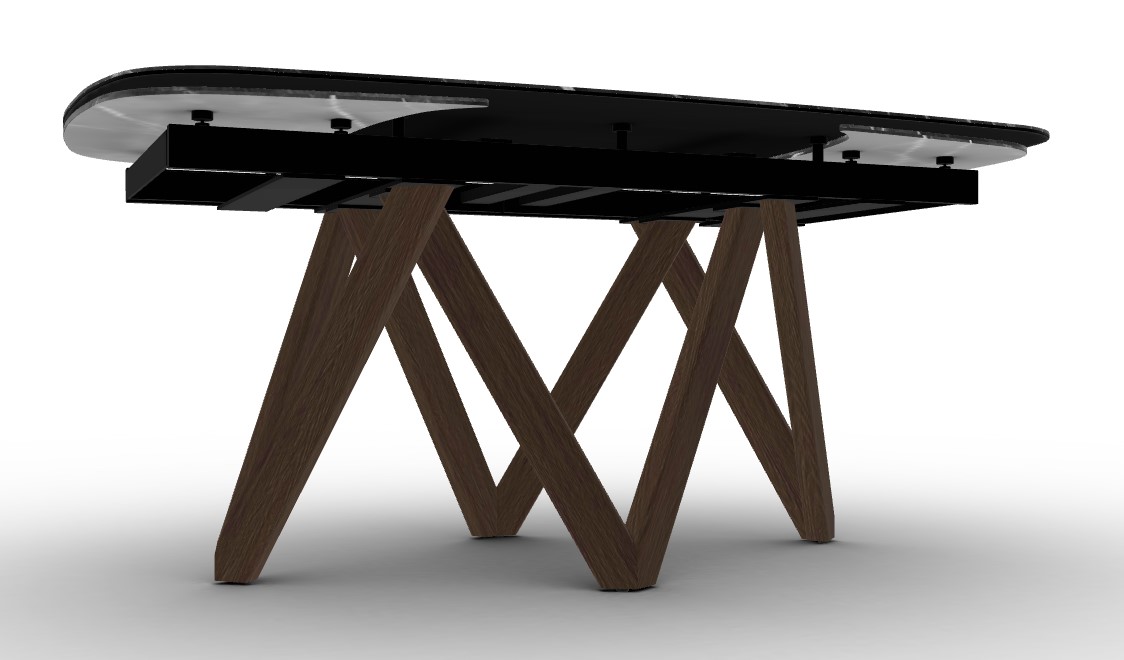 Cartesio W65"-95" Rectangular Ceramic/Wood Extendable Dining Table w/Rounded Corners