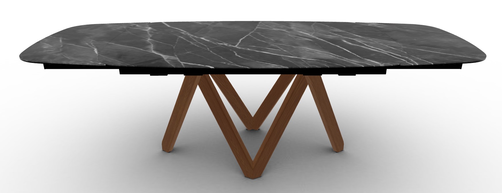 Cartesio W65"-95" Rectangular Ceramic/Wood Extendable Dining Table w/Rounded Corners