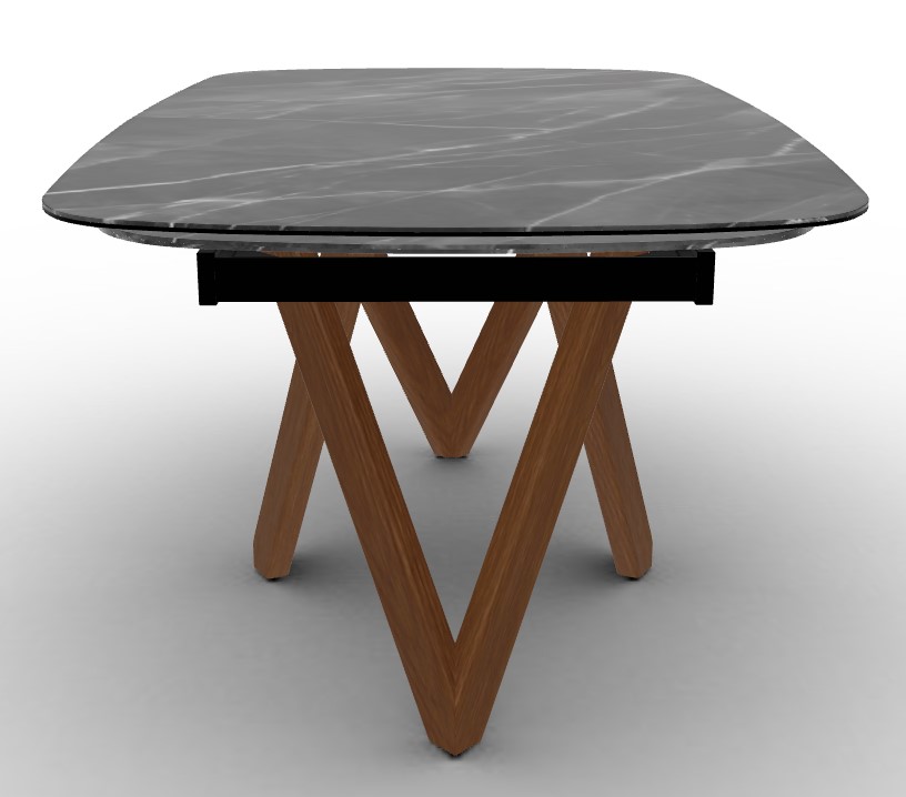 Cartesio W65"-95" Rectangular Ceramic/Wood Extendable Dining Table w/Rounded Corners