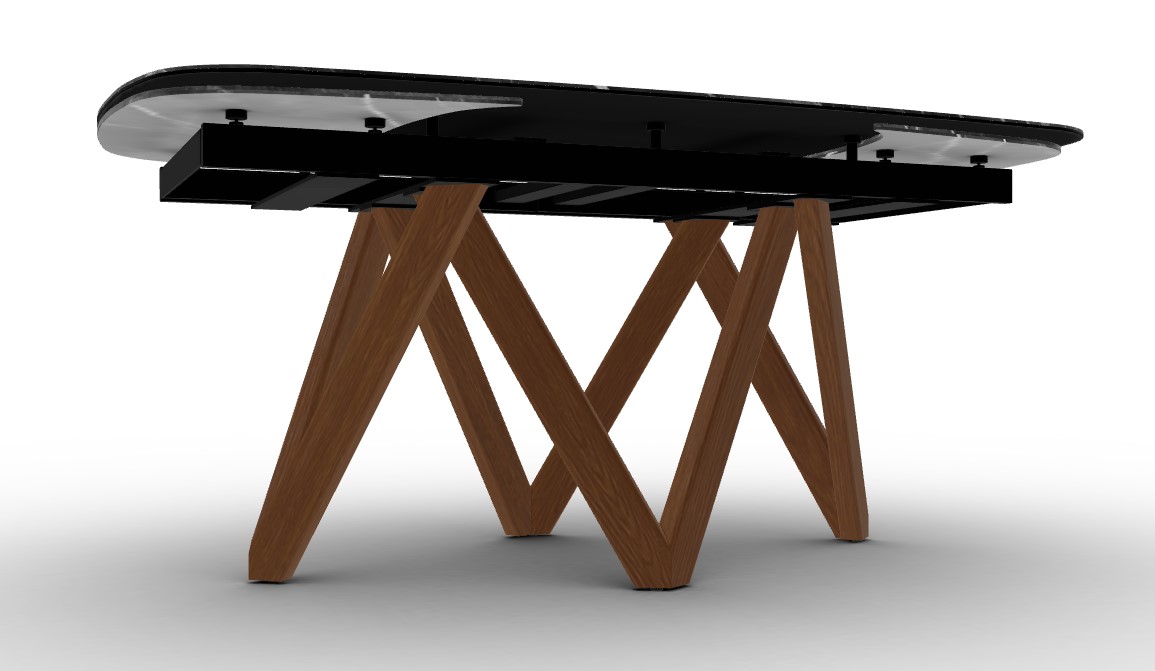 Cartesio W65"-95" Rectangular Ceramic/Wood Extendable Dining Table w/Rounded Corners