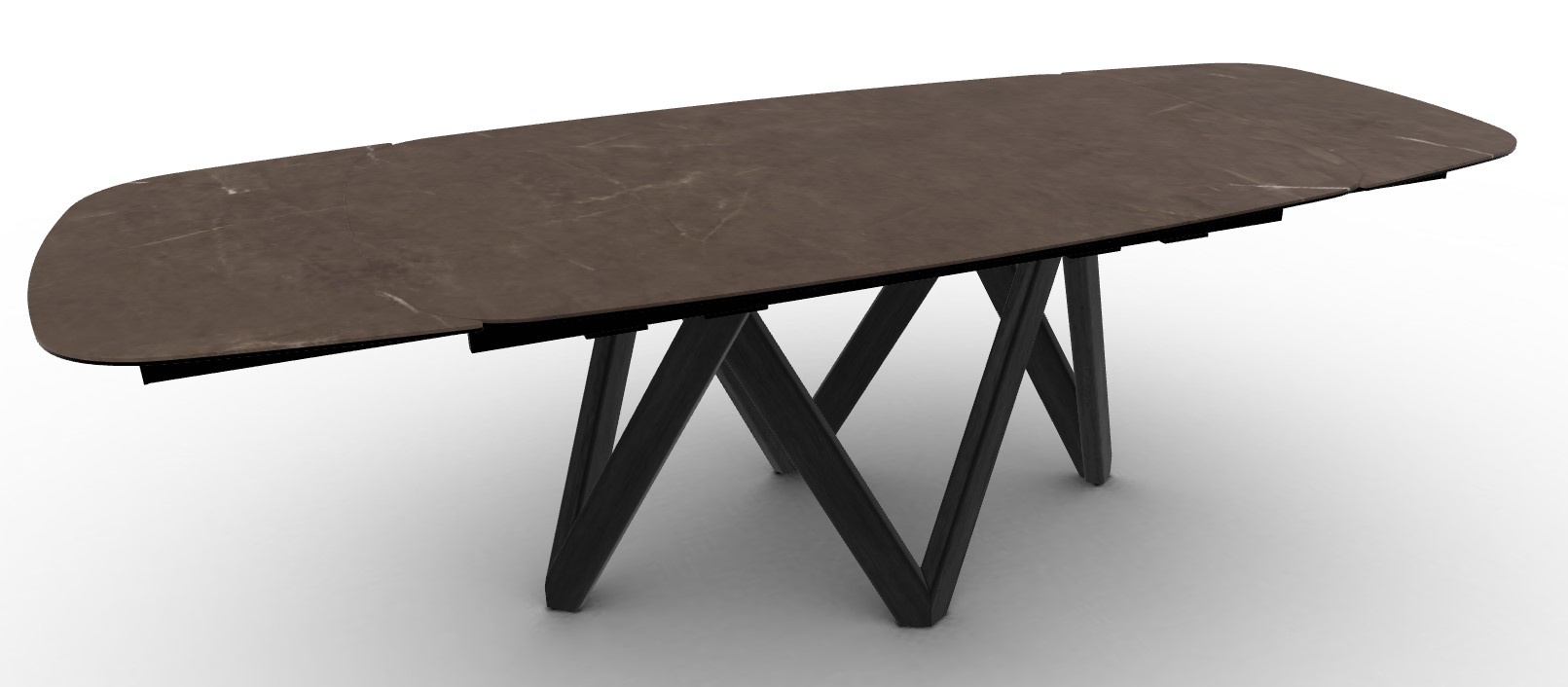 Cartesio W65"-95" Rectangular Ceramic/Wood Extendable Dining Table w/Rounded Corners