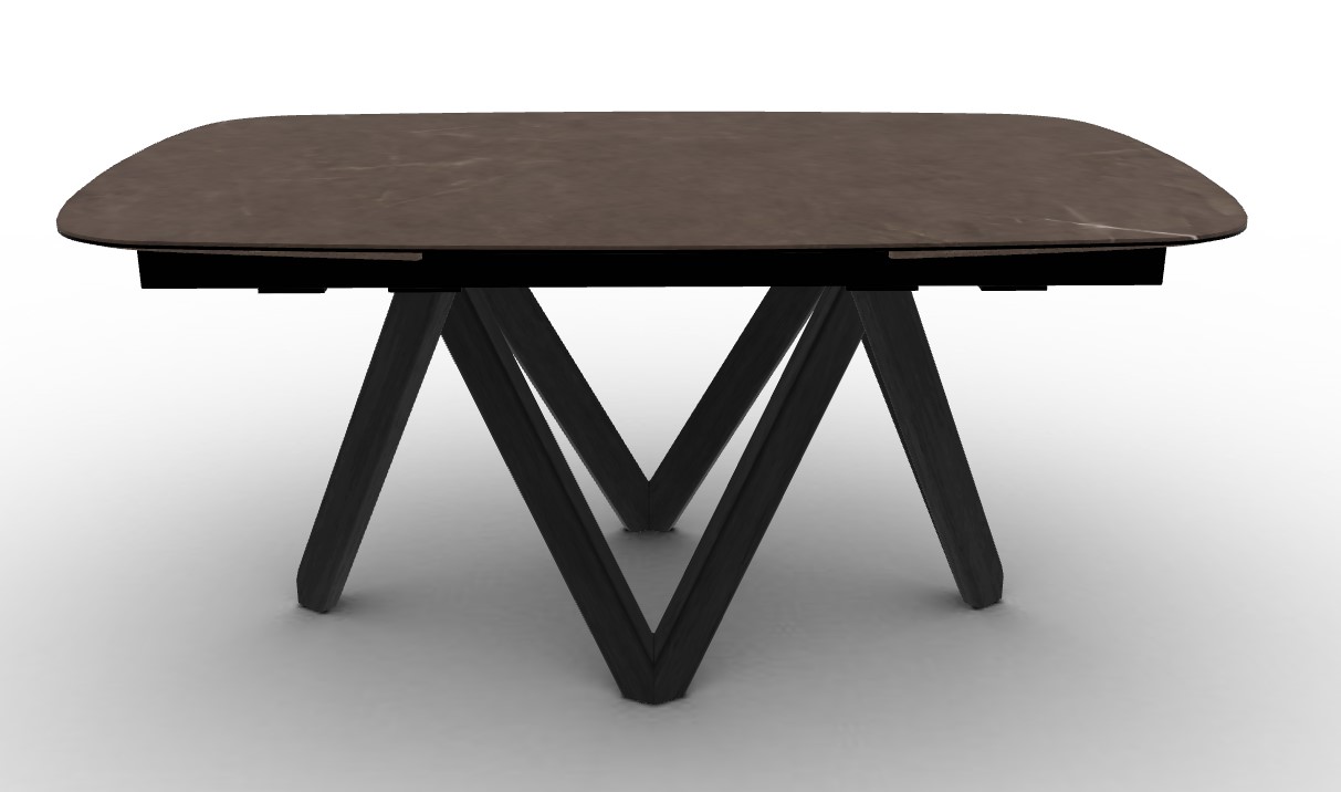 Cartesio W65"-95" Rectangular Ceramic/Wood Extendable Dining Table w/Rounded Corners