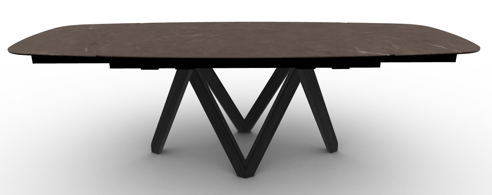 Cartesio W65"-95" Rectangular Ceramic/Wood Extendable Dining Table w/Rounded Corners