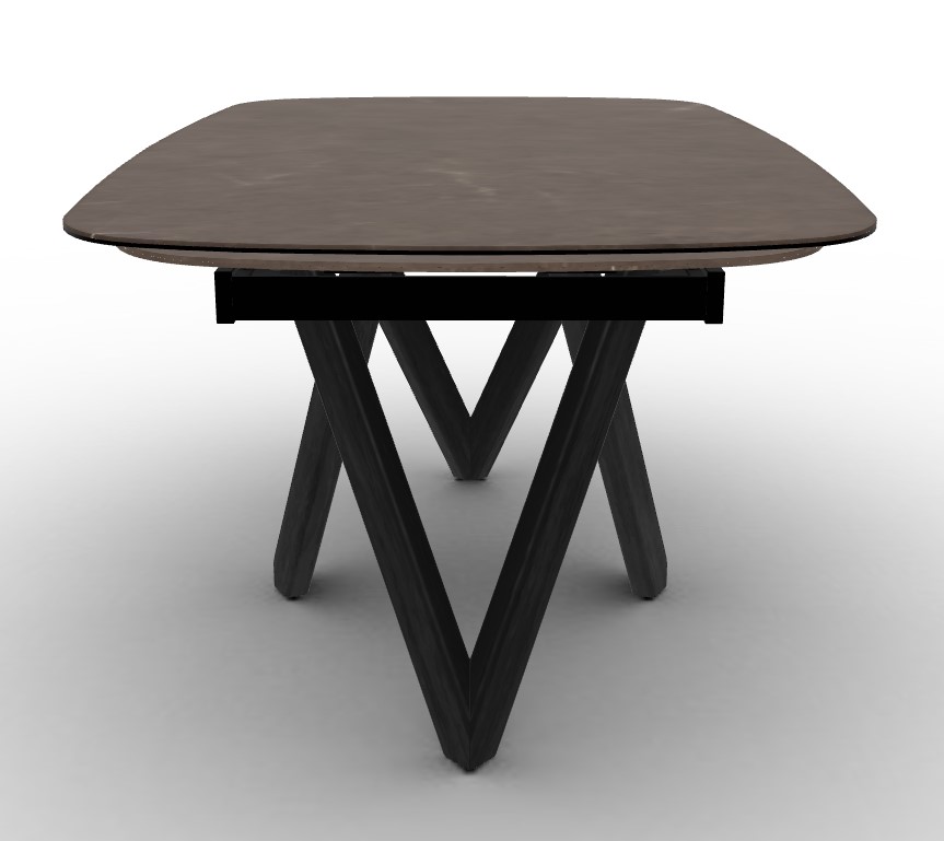 Cartesio W65"-95" Rectangular Ceramic/Wood Extendable Dining Table w/Rounded Corners