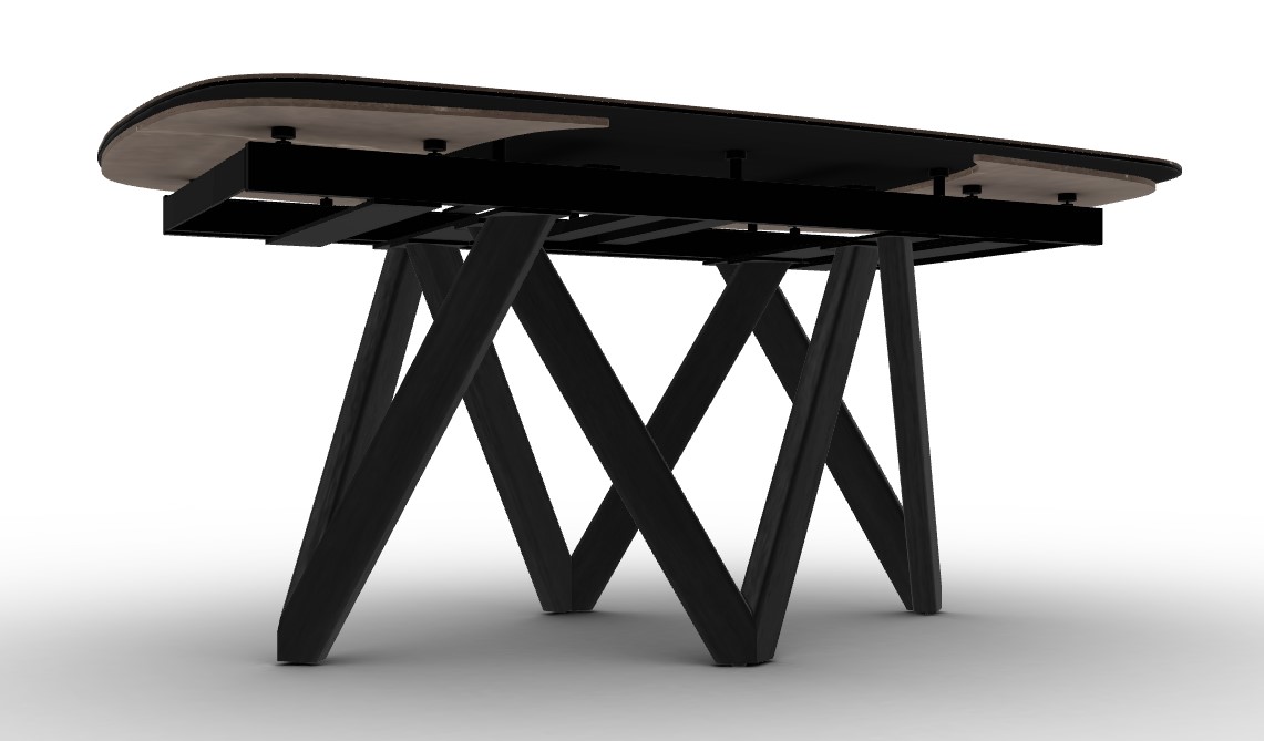 Cartesio W65"-95" Rectangular Ceramic/Wood Extendable Dining Table w/Rounded Corners