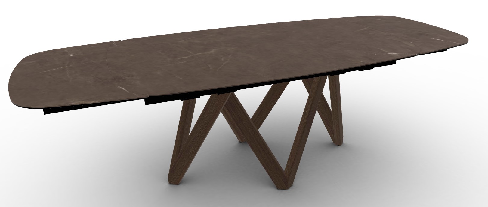 Cartesio W65"-95" Rectangular Ceramic/Wood Extendable Dining Table w/Rounded Corners