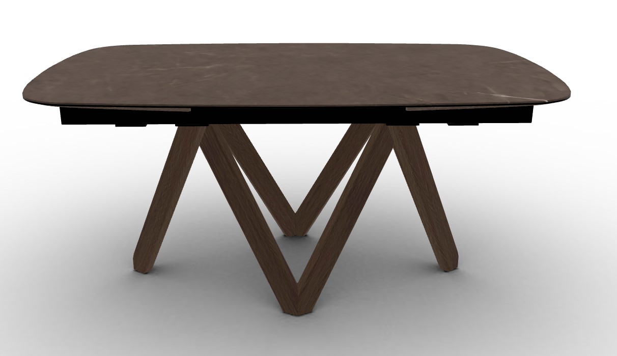 Cartesio W65"-95" Rectangular Ceramic/Wood Extendable Dining Table w/Rounded Corners