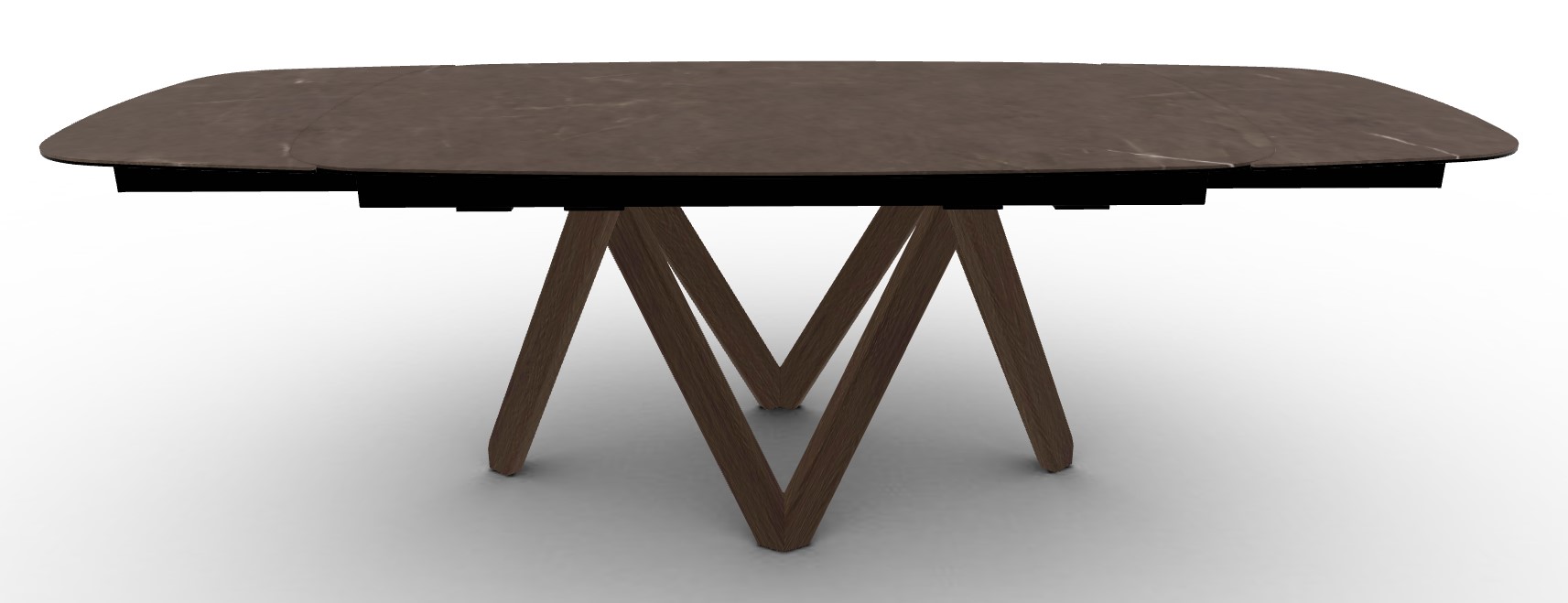 Cartesio W65"-95" Rectangular Ceramic/Wood Extendable Dining Table w/Rounded Corners