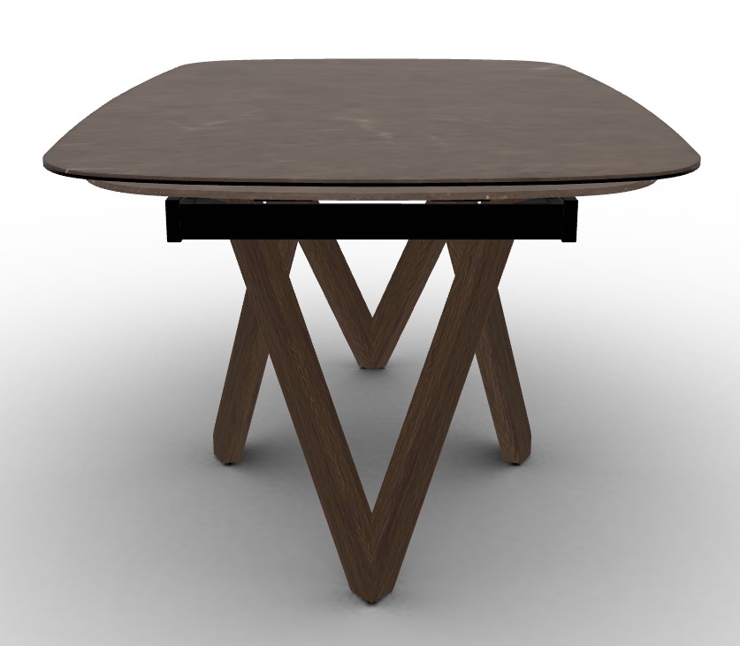Cartesio W65"-95" Rectangular Ceramic/Wood Extendable Dining Table w/Rounded Corners