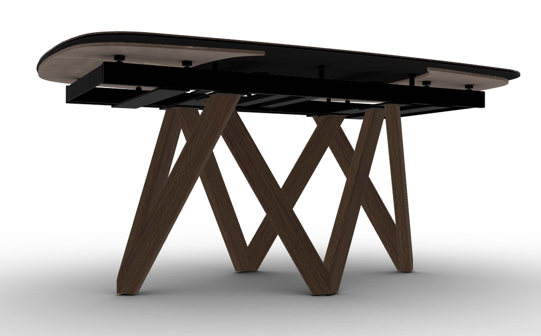 Cartesio W65"-95" Rectangular Ceramic/Wood Extendable Dining Table w/Rounded Corners