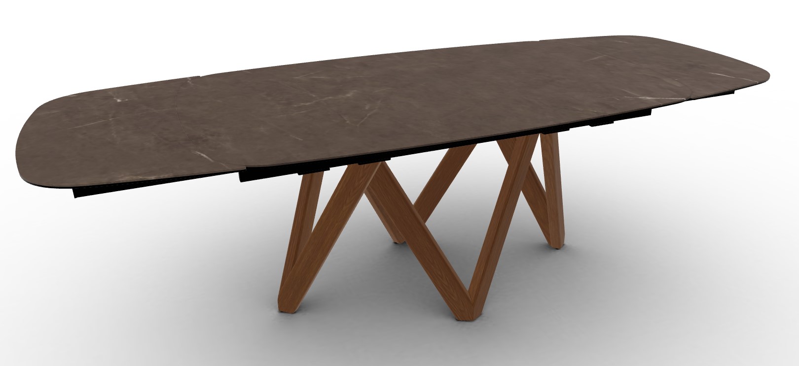 Cartesio W65"-95" Rectangular Ceramic/Wood Extendable Dining Table w/Rounded Corners