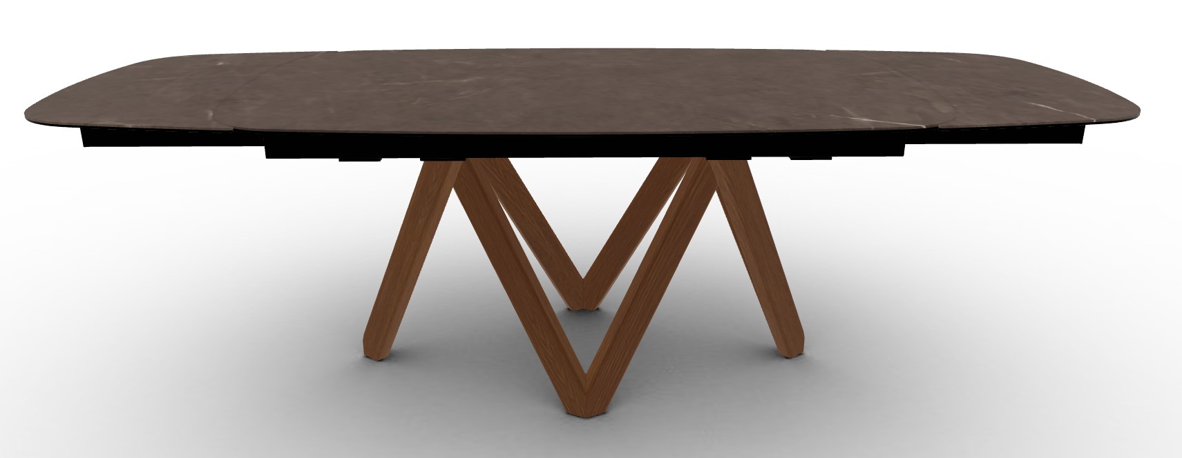 Cartesio W65"-95" Rectangular Ceramic/Wood Extendable Dining Table w/Rounded Corners