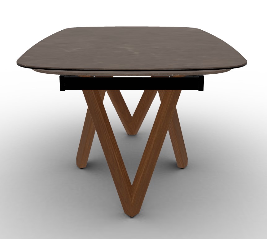 Cartesio W65"-95" Rectangular Ceramic/Wood Extendable Dining Table w/Rounded Corners