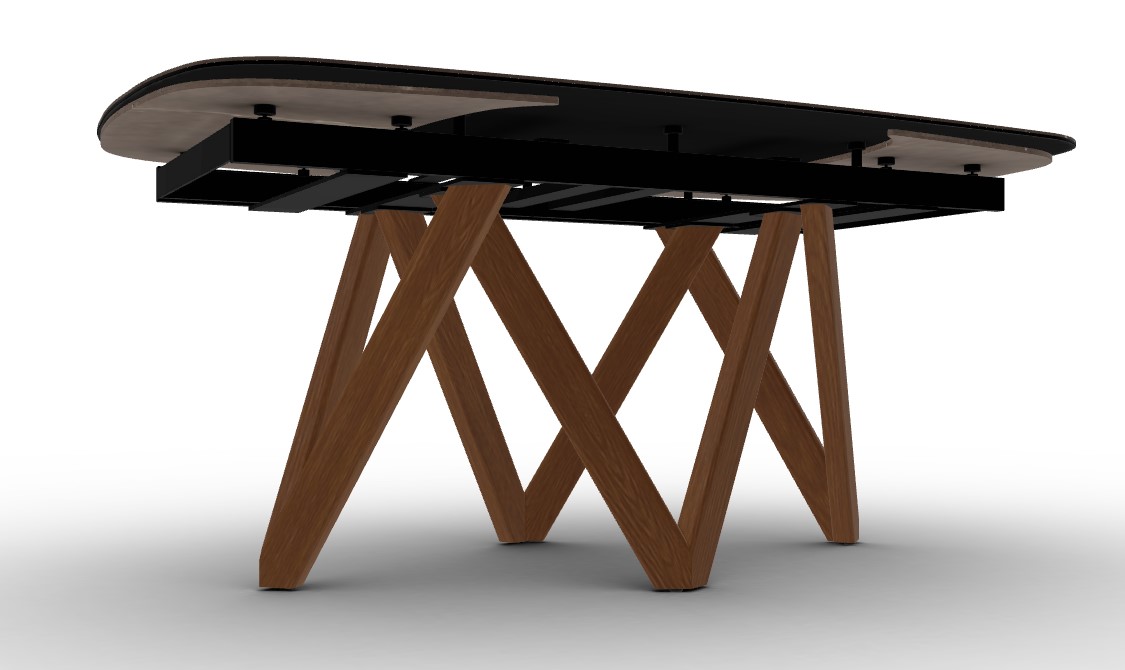 Cartesio W65"-95" Rectangular Ceramic/Wood Extendable Dining Table w/Rounded Corners