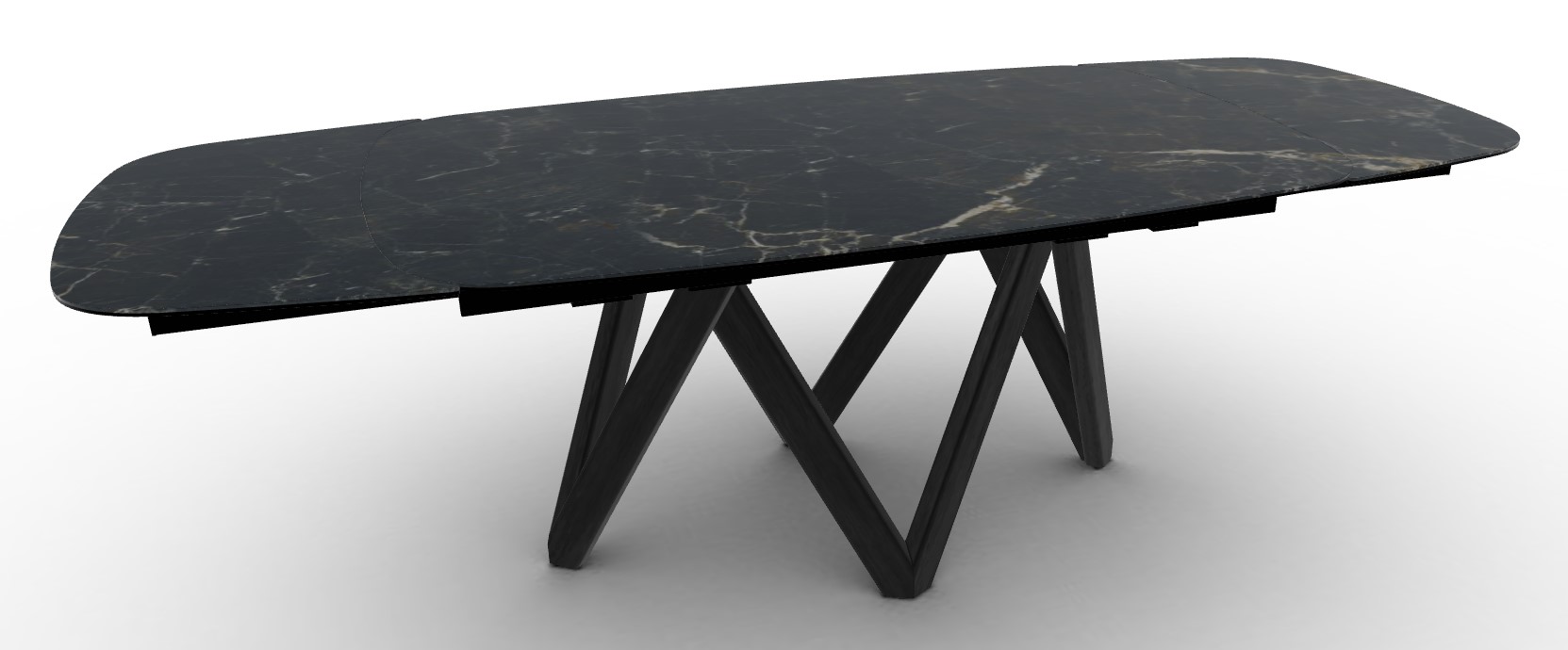 Cartesio W65"-95" Rectangular Ceramic/Wood Extendable Dining Table w/Rounded Corners