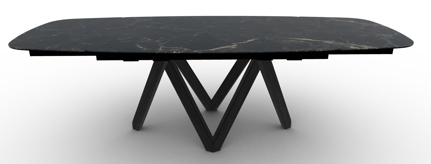 Cartesio W65"-95" Rectangular Ceramic/Wood Extendable Dining Table w/Rounded Corners