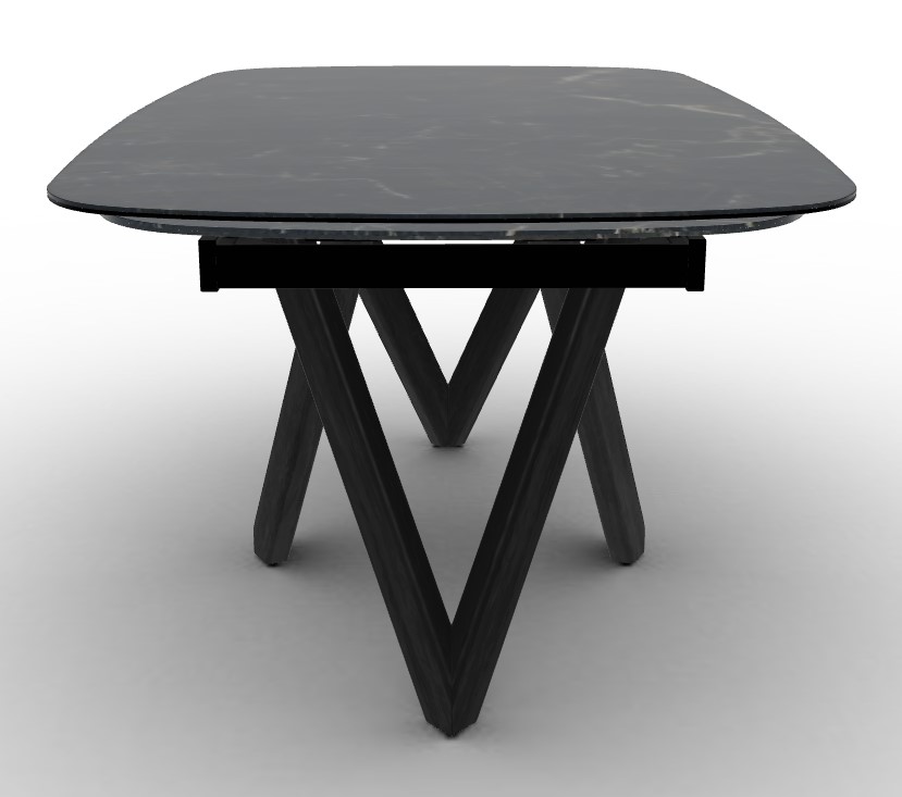 Cartesio W65"-95" Rectangular Ceramic/Wood Extendable Dining Table w/Rounded Corners