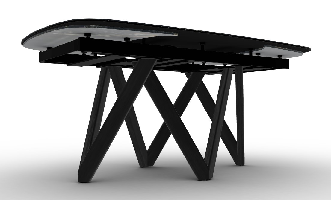 Cartesio W65"-95" Rectangular Ceramic/Wood Extendable Dining Table w/Rounded Corners