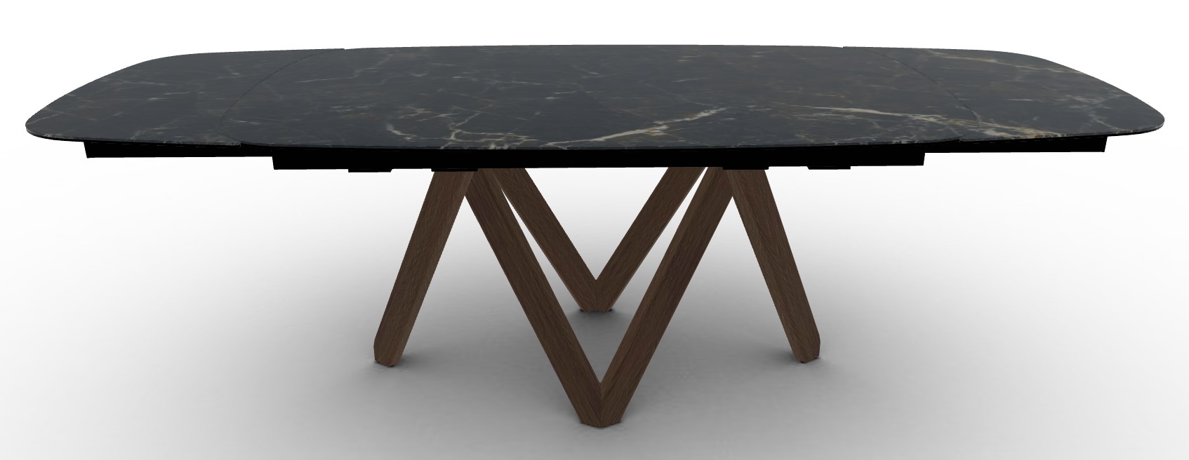 Cartesio W65"-95" Rectangular Ceramic/Wood Extendable Dining Table w/Rounded Corners