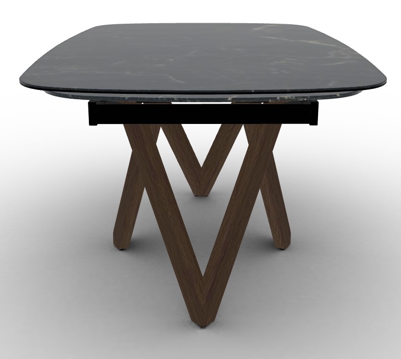 Cartesio W65"-95" Rectangular Ceramic/Wood Extendable Dining Table w/Rounded Corners