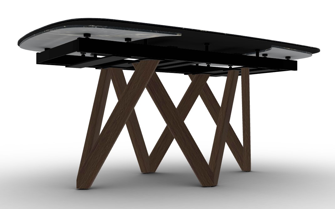 Cartesio W65"-95" Rectangular Ceramic/Wood Extendable Dining Table w/Rounded Corners
