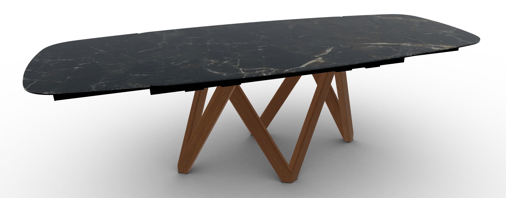 Cartesio W65"-95" Rectangular Ceramic/Wood Extendable Dining Table w/Rounded Corners