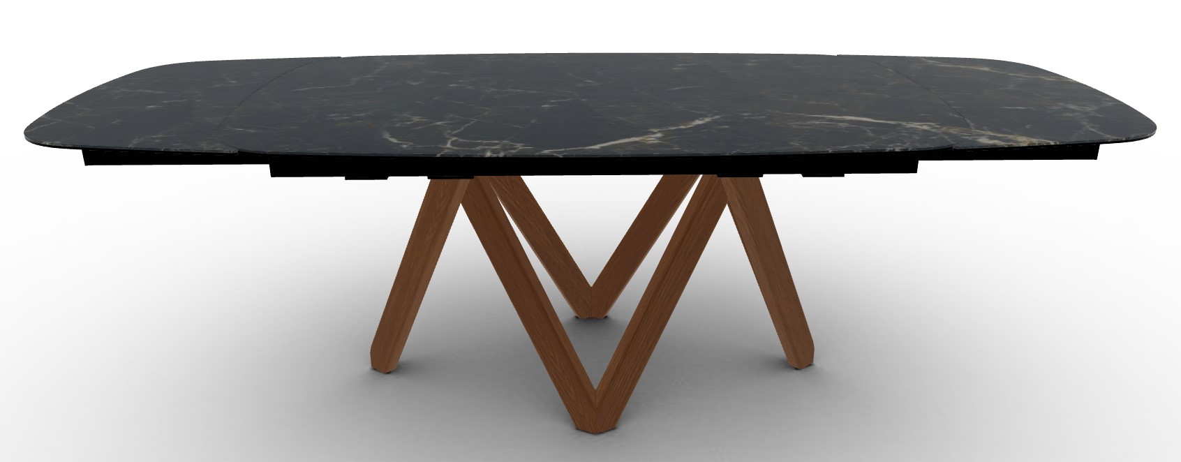 Cartesio W65"-95" Rectangular Ceramic/Wood Extendable Dining Table w/Rounded Corners