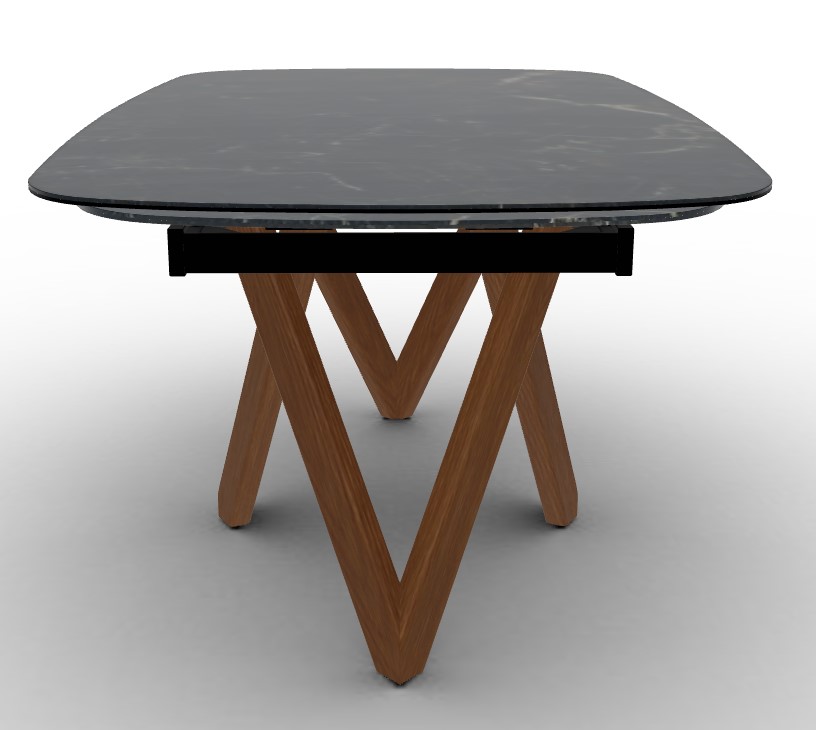 Cartesio W65"-95" Rectangular Ceramic/Wood Extendable Dining Table w/Rounded Corners