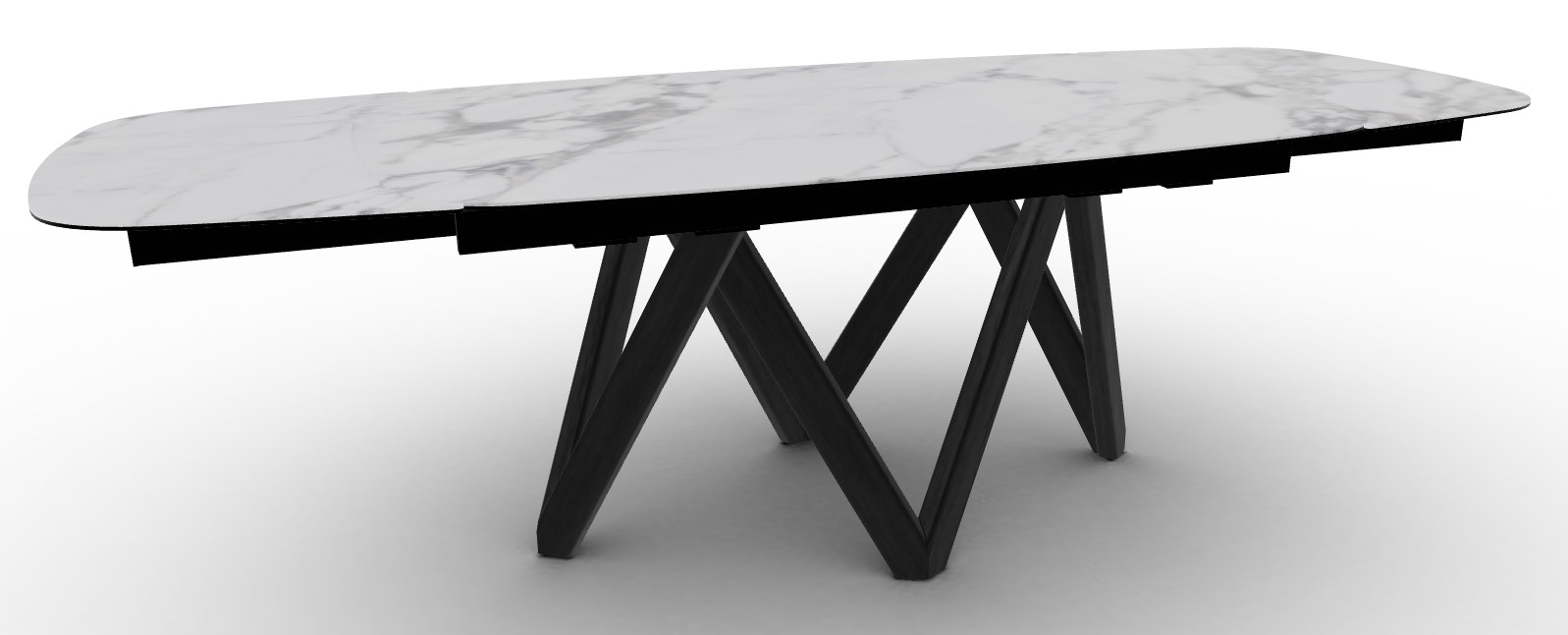 Cartesio W65"-95" Rectangular Ceramic/Wood Extendable Dining Table w/Rounded Corners