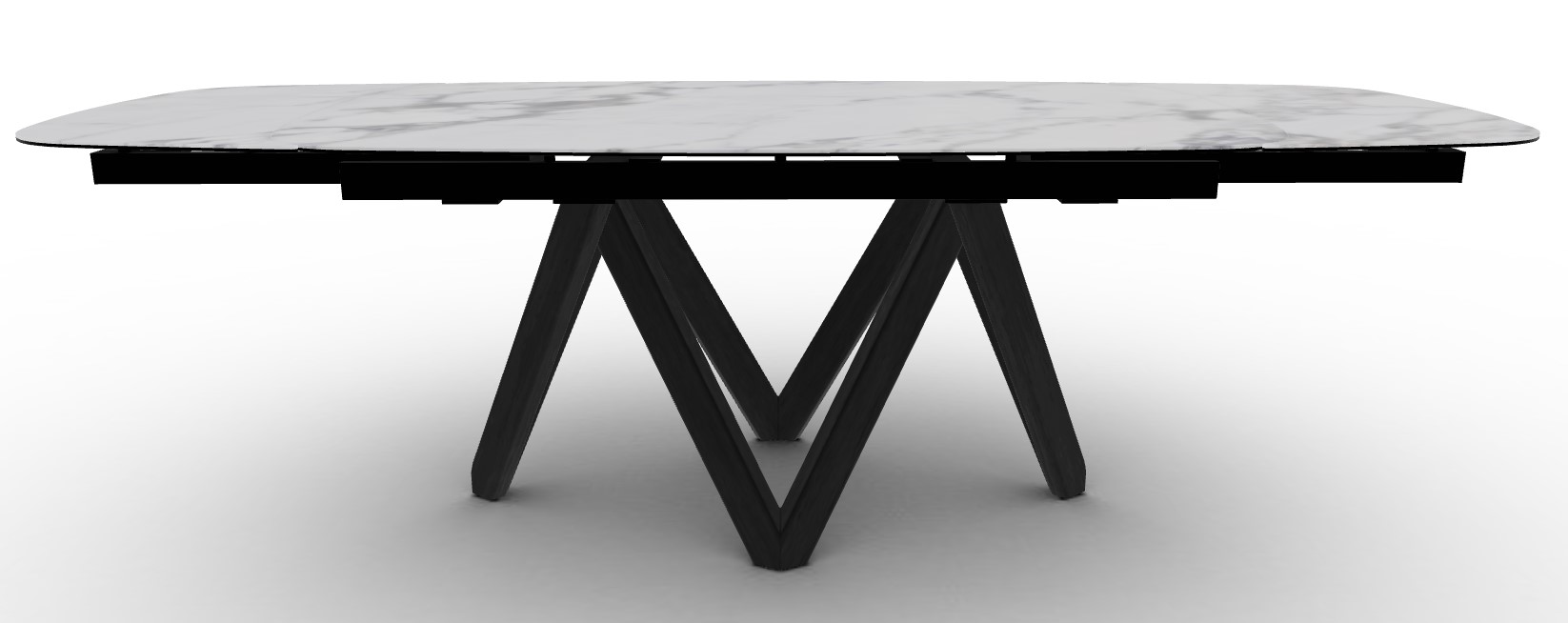 Cartesio W65"-95" Rectangular Ceramic/Wood Extendable Dining Table w/Rounded Corners
