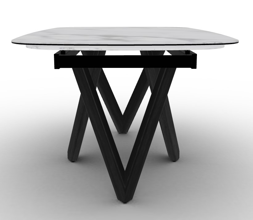 Cartesio W65"-95" Rectangular Ceramic/Wood Extendable Dining Table w/Rounded Corners