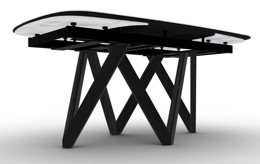 Cartesio W65"-95" Rectangular Ceramic/Wood Extendable Dining Table w/Rounded Corners