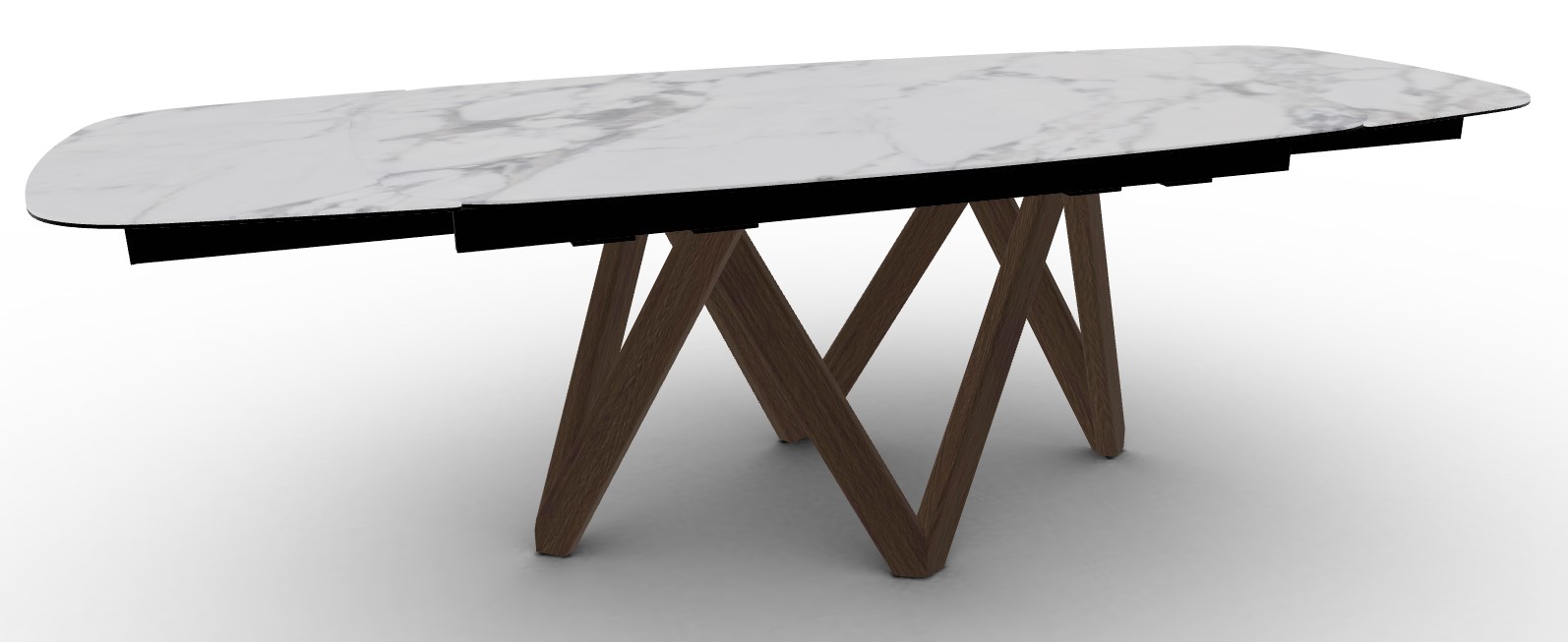 Cartesio W65"-95" Rectangular Ceramic/Wood Extendable Dining Table w/Rounded Corners